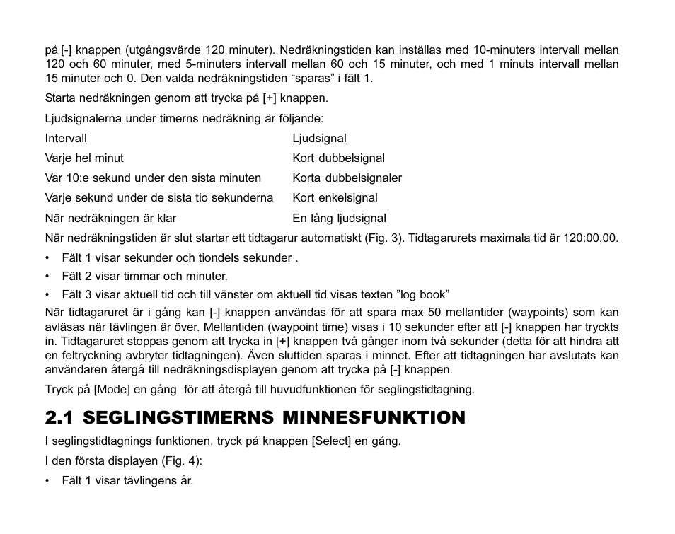 1 seglingstimerns minnesfunktion | SUUNTO MARINER | REGATTA | YACHTSMAN User Manual | Page 265 / 288