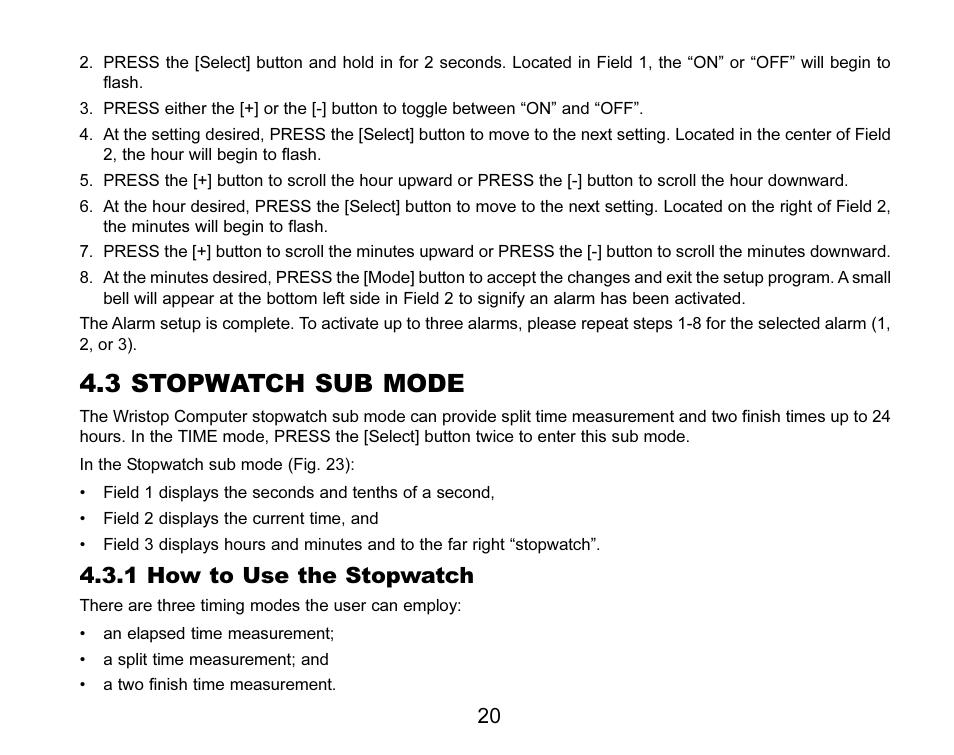 3 stopwatch sub mode, 1 how to use the stopwatch | SUUNTO MARINER | REGATTA | YACHTSMAN User Manual | Page 27 / 288