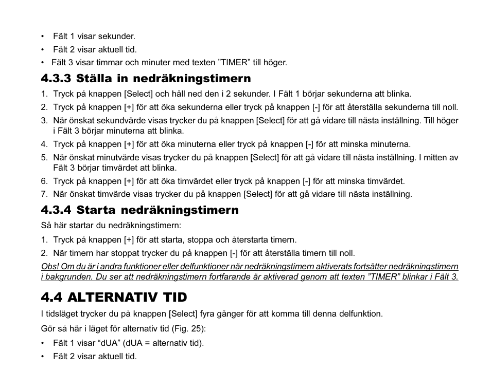 4 alternativ tid, 3 ställa in nedräkningstimern, 4 starta nedräkningstimern | SUUNTO MARINER | REGATTA | YACHTSMAN User Manual | Page 274 / 288