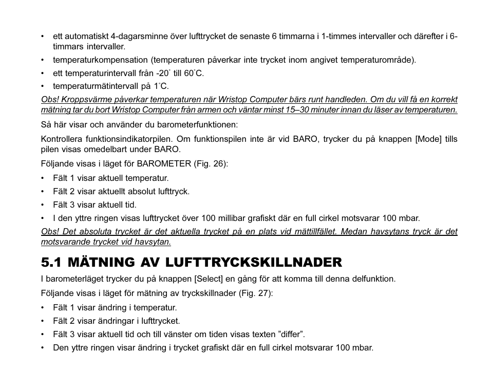 1 mätning av lufttryckskillnader | SUUNTO MARINER | REGATTA | YACHTSMAN User Manual | Page 276 / 288