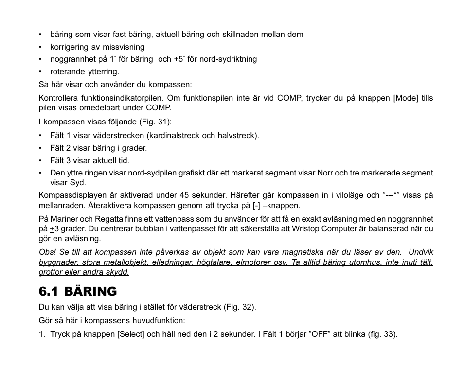 1 bäring | SUUNTO MARINER | REGATTA | YACHTSMAN User Manual | Page 280 / 288