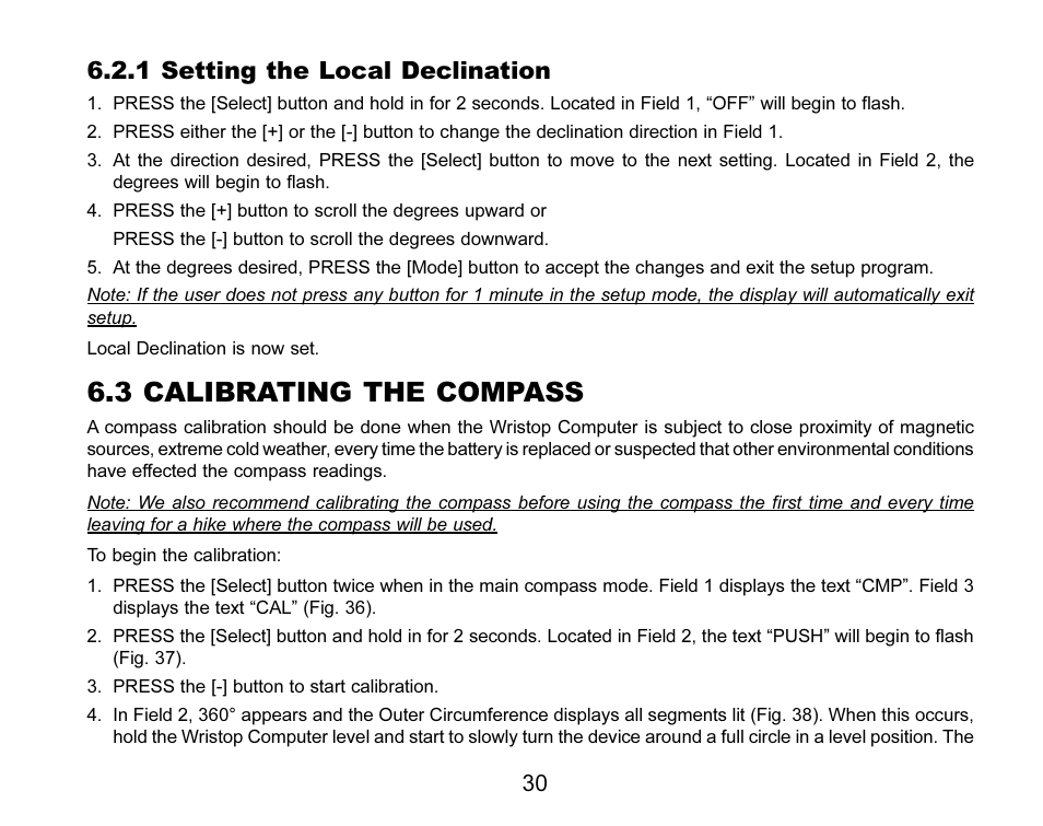 3 calibrating the compass, 1 setting the local declination | SUUNTO MARINER | REGATTA | YACHTSMAN User Manual | Page 37 / 288