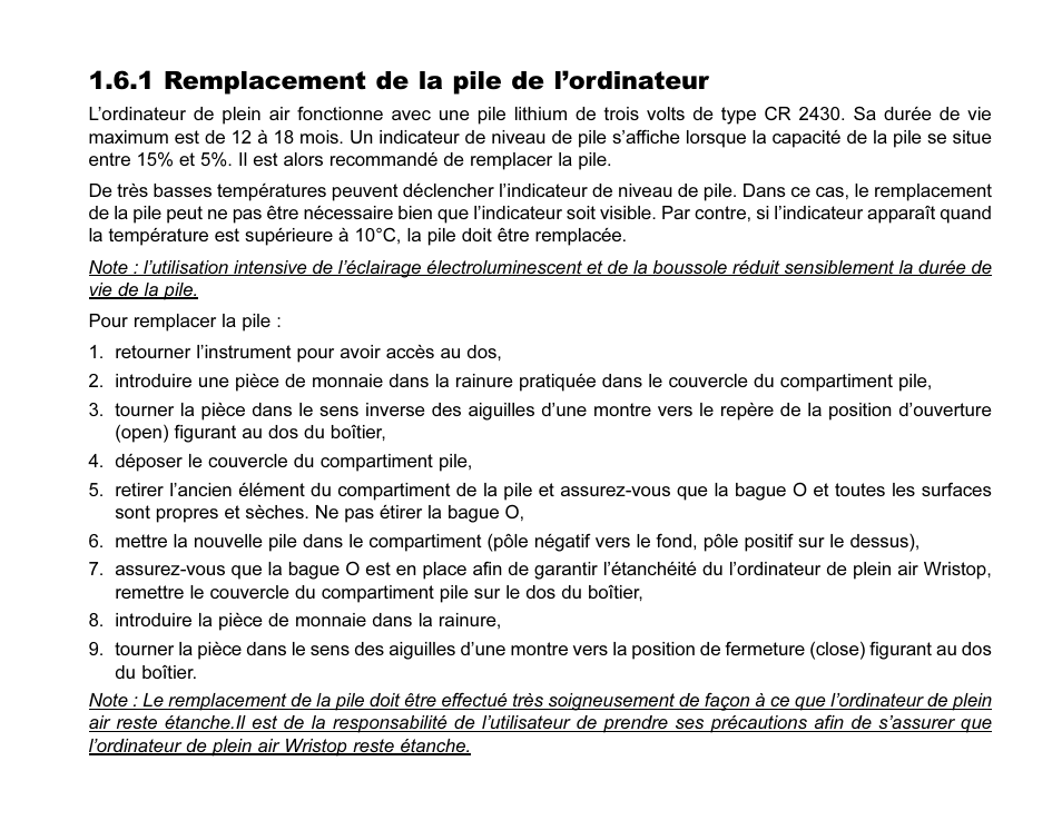 1 remplacement de la pile de lordinateur | SUUNTO MARINER | REGATTA | YACHTSMAN User Manual | Page 53 / 288