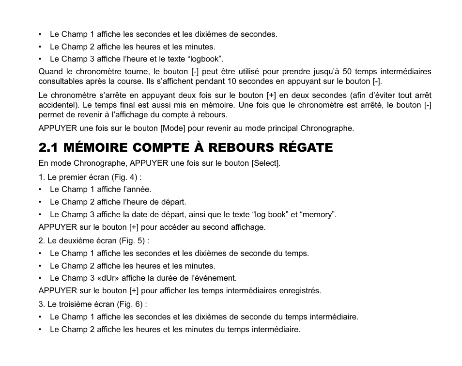 1 mémoire compte à rebours régate | SUUNTO MARINER | REGATTA | YACHTSMAN User Manual | Page 55 / 288