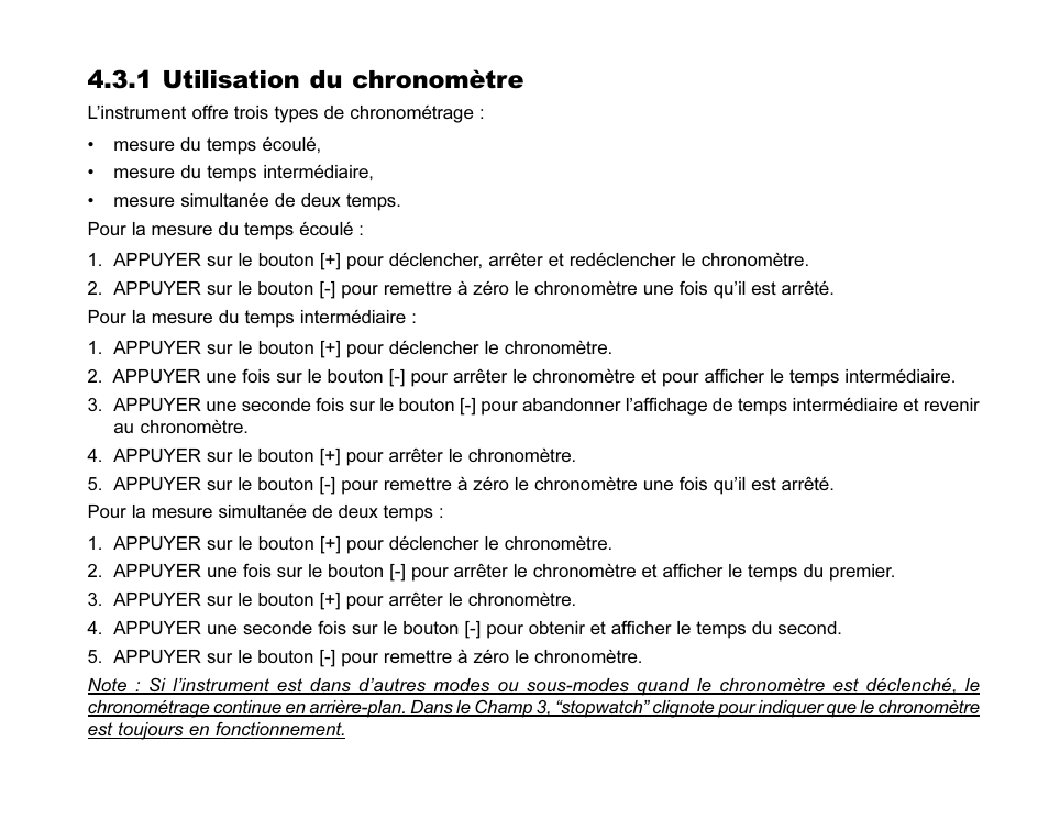 1 utilisation du chronomètre | SUUNTO MARINER | REGATTA | YACHTSMAN User Manual | Page 63 / 288