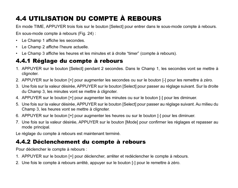 4 utilisation du compte à rebours, 1 réglage du compte à rebours, 2 déclenchement du compte à rebours | SUUNTO MARINER | REGATTA | YACHTSMAN User Manual | Page 64 / 288