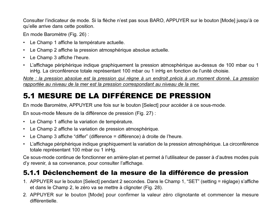 1 mesure de la différence de pression | SUUNTO MARINER | REGATTA | YACHTSMAN User Manual | Page 67 / 288