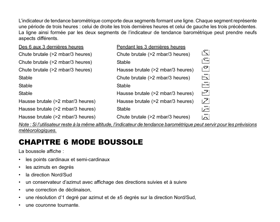 Chapitre 6 mode boussole | SUUNTO MARINER | REGATTA | YACHTSMAN User Manual | Page 70 / 288