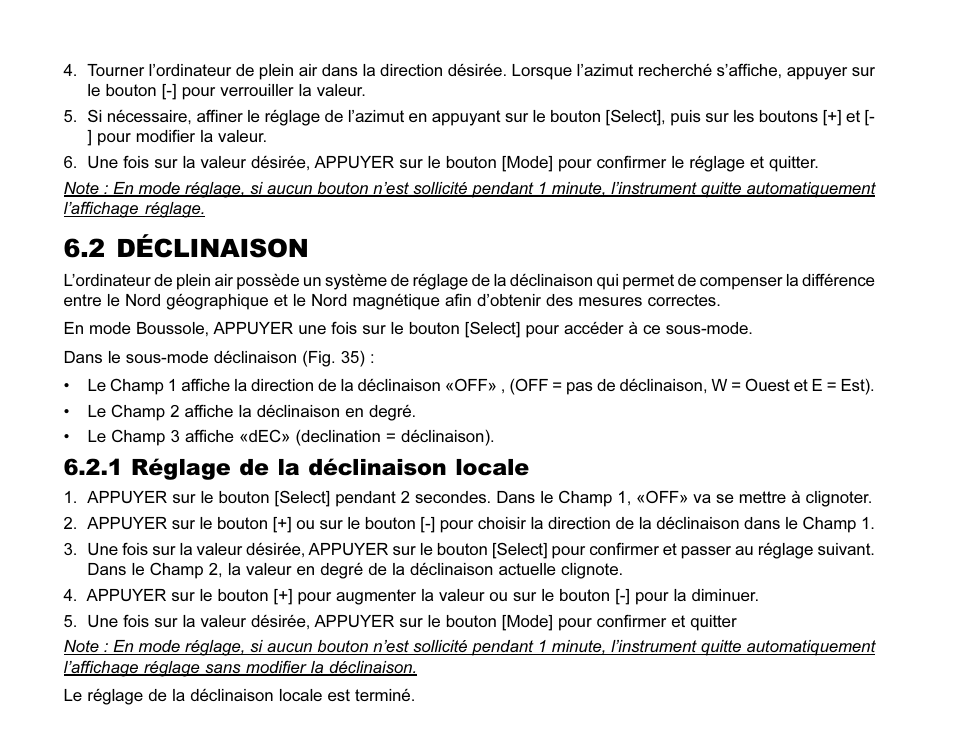 2 déclinaison, 1 réglage de la déclinaison locale | SUUNTO MARINER | REGATTA | YACHTSMAN User Manual | Page 72 / 288