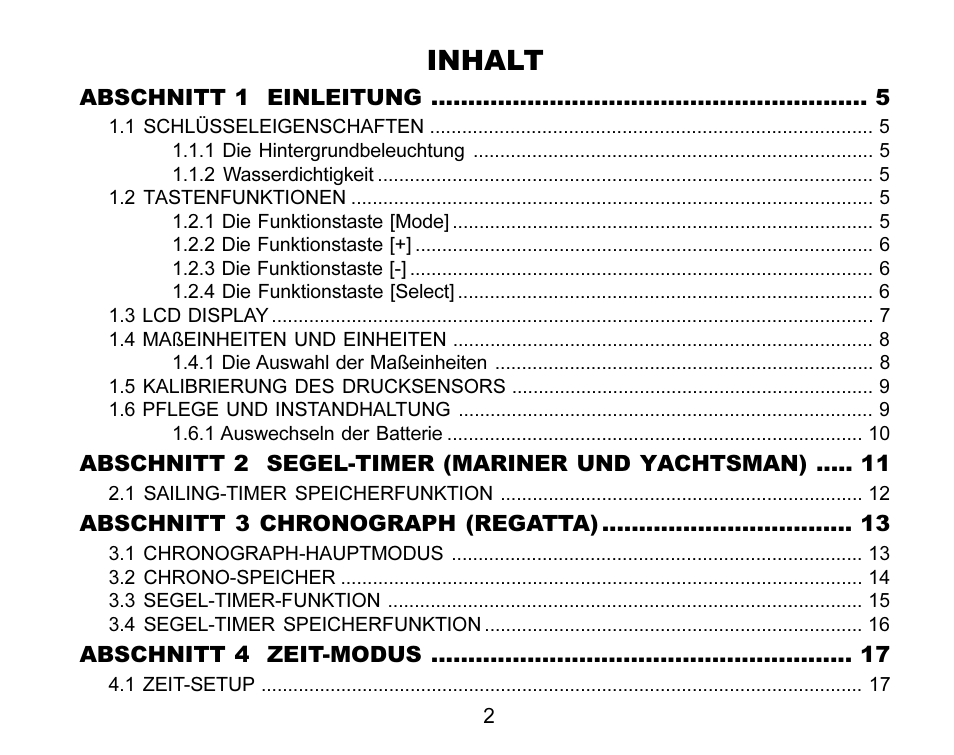 Inhalt | SUUNTO MARINER | REGATTA | YACHTSMAN User Manual | Page 80 / 288