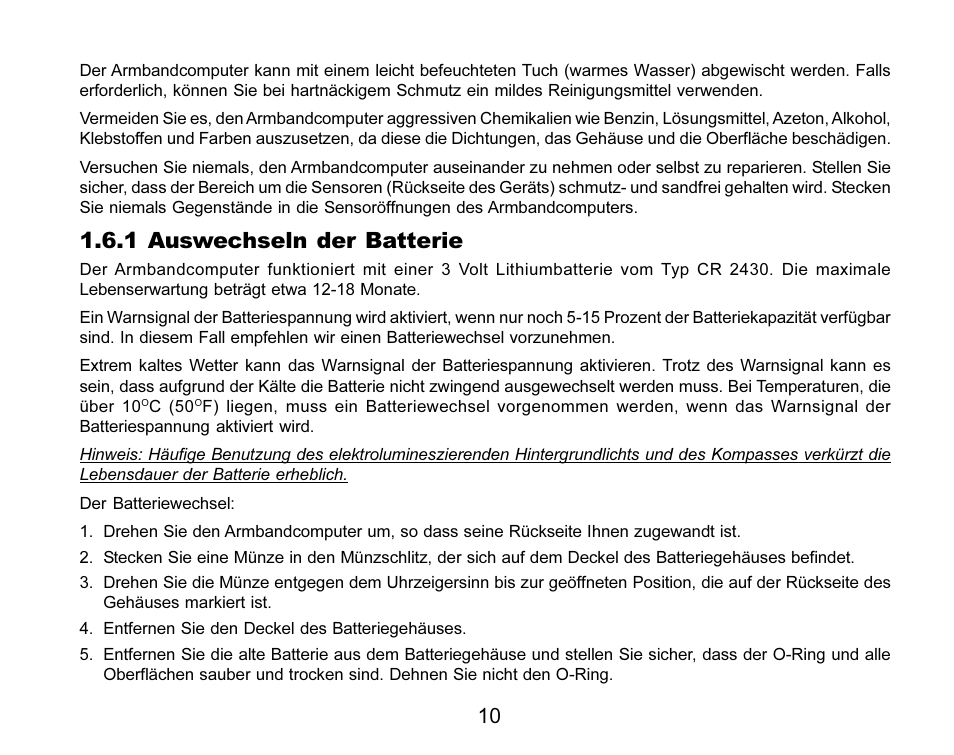 1 auswechseln der batterie | SUUNTO MARINER | REGATTA | YACHTSMAN User Manual | Page 88 / 288