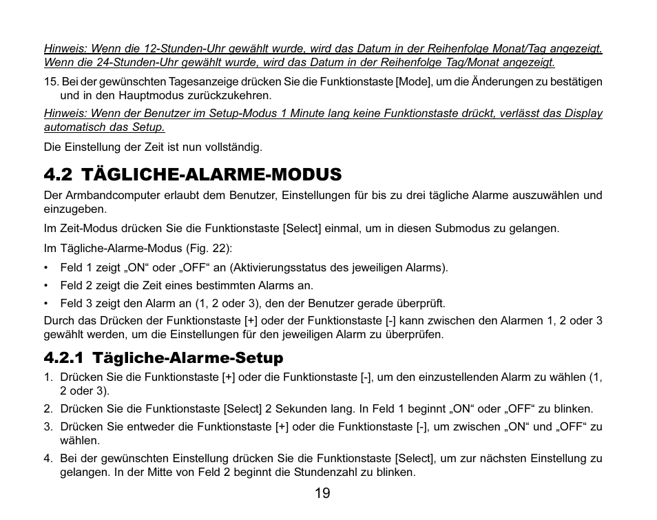 2 tägliche-alarme-modus, 1 tägliche-alarme-setup | SUUNTO MARINER | REGATTA | YACHTSMAN User Manual | Page 97 / 288