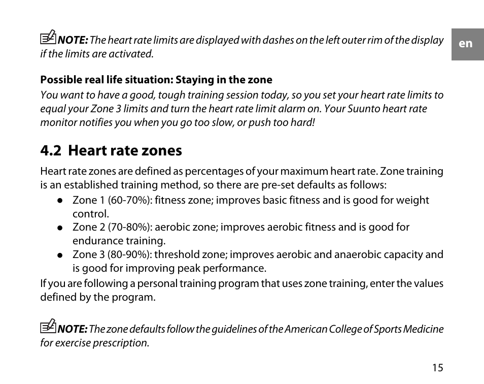 2 heart rate zones | SUUNTO t1c User Manual | Page 16 / 37