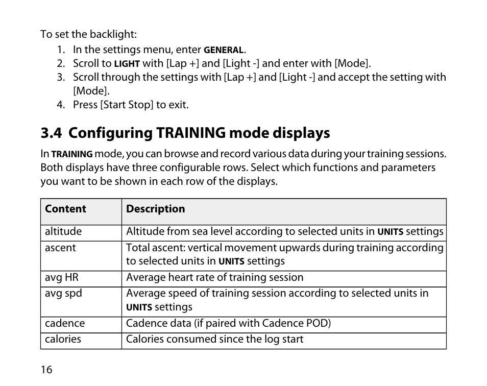 4 configuring training mode displays | SUUNTO T6C User Manual | Page 17 / 52