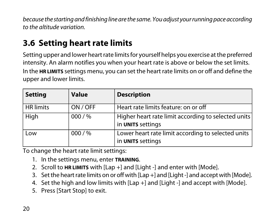 6 setting heart rate limits | SUUNTO T6C User Manual | Page 21 / 52