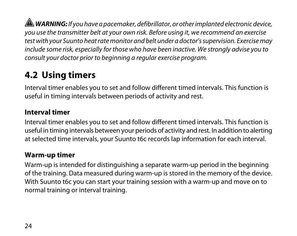 2 using timers | SUUNTO T6C User Manual | Page 25 / 52