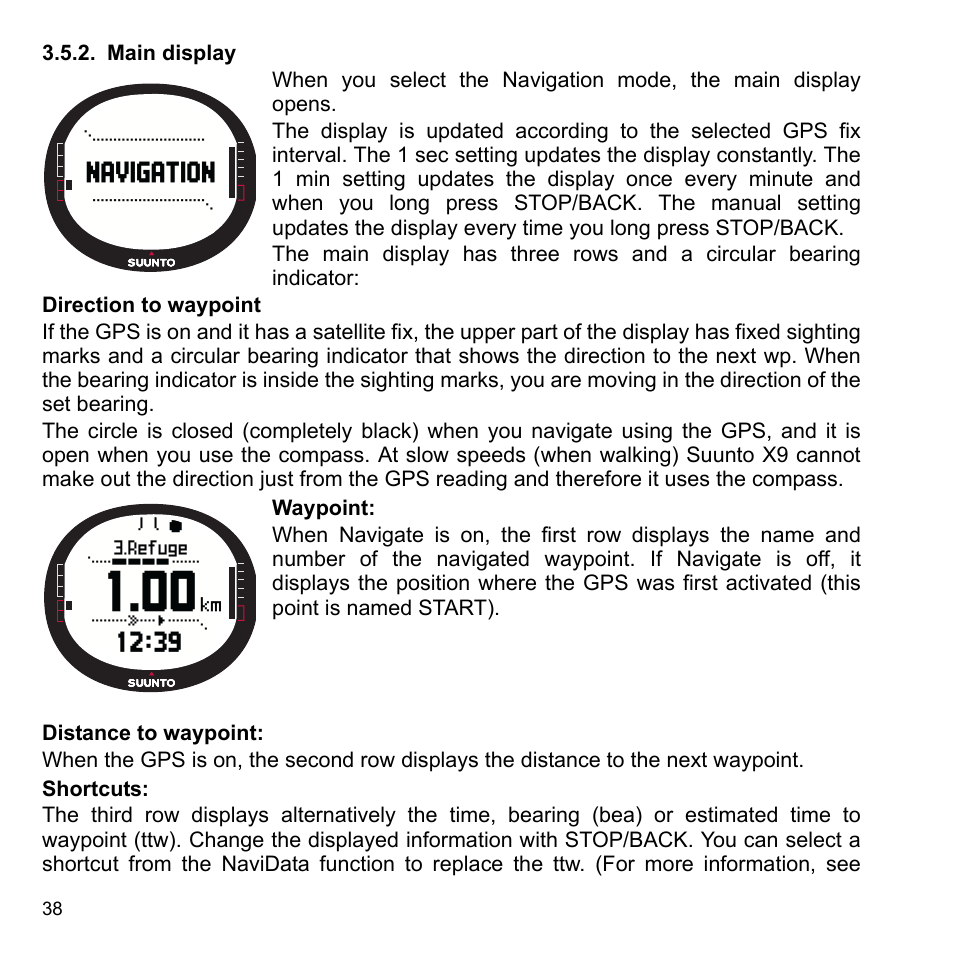 Main display, 2 main display | SUUNTO X9_en. User Manual | Page 40 / 100