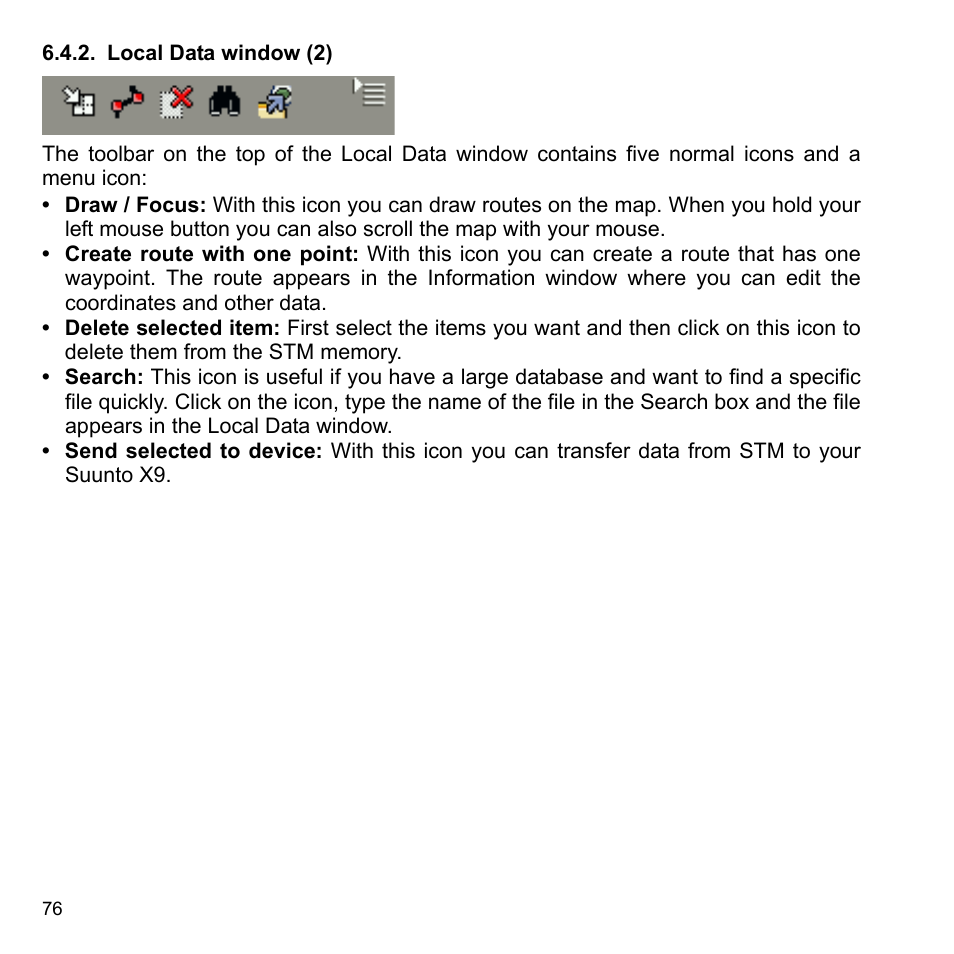 Local data window (2), 2 local data window (2) | SUUNTO X9_en. User Manual | Page 78 / 100