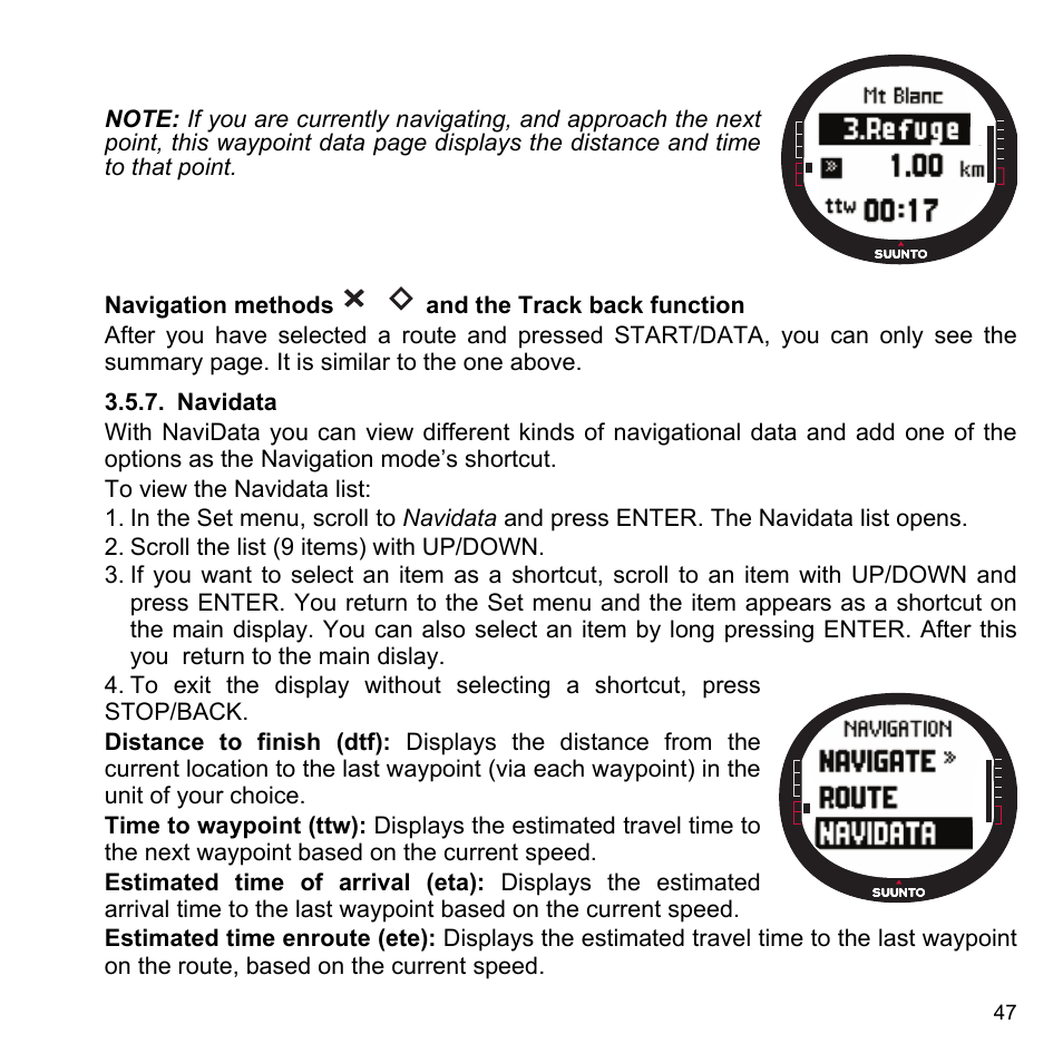 Navidata, 7 navidata | SUUNTO X9i User Manual | Page 48 / 97