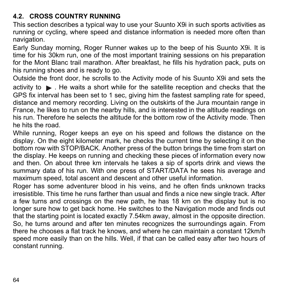 Cross country running, 2 cross country running | SUUNTO X9i User Manual | Page 65 / 97