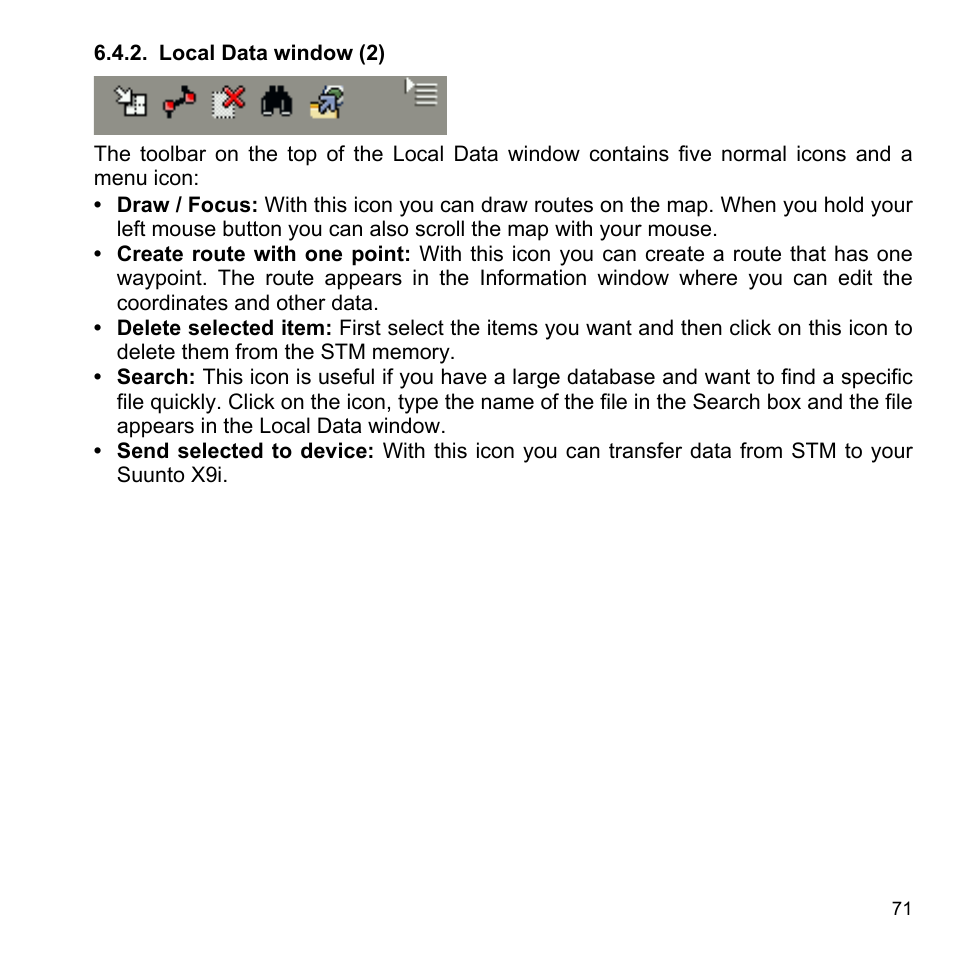 Local data window (2), 2 local data window (2) | SUUNTO X9i User Manual | Page 72 / 97