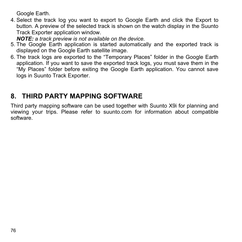 Third party mapping software | SUUNTO X9i User Manual | Page 77 / 97