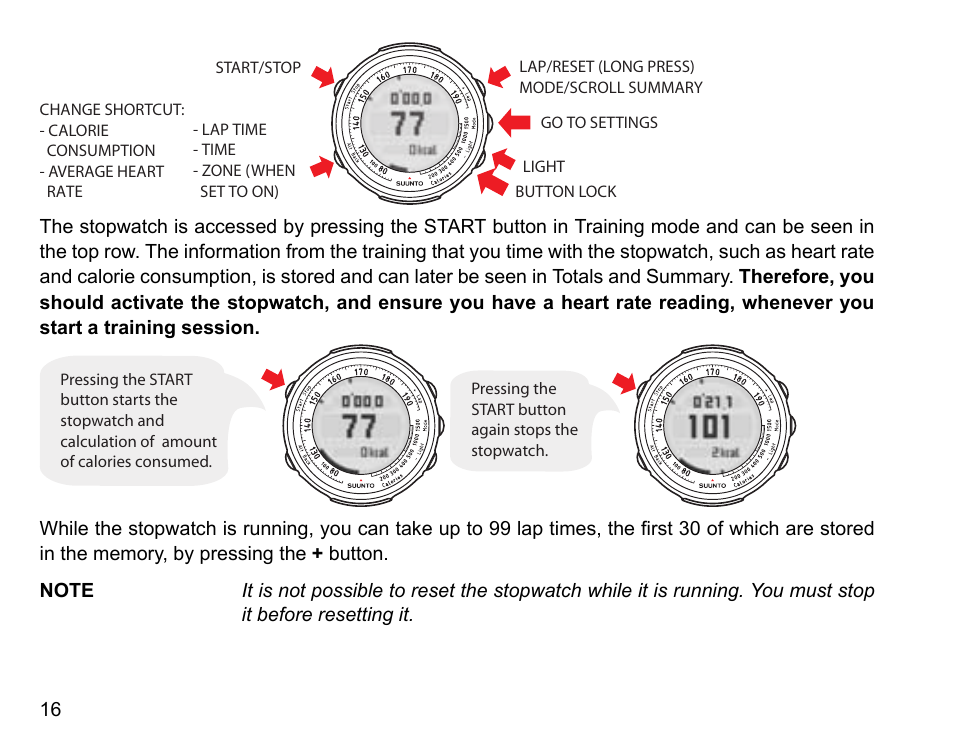 SUUNTO Stopwatch User Manual | Page 18 / 38