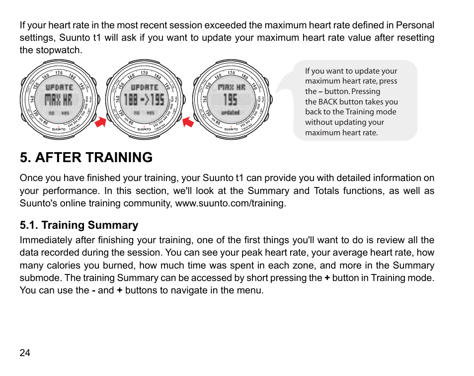 After training, Training summary | SUUNTO Stopwatch User Manual | Page 26 / 38