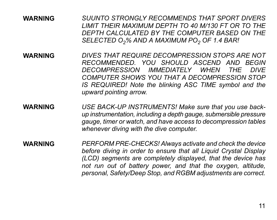 SUUNTO D6 User Manual | Page 11 / 110