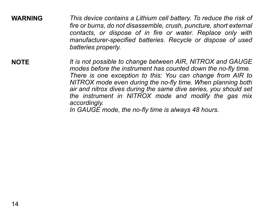 SUUNTO D6 User Manual | Page 14 / 110