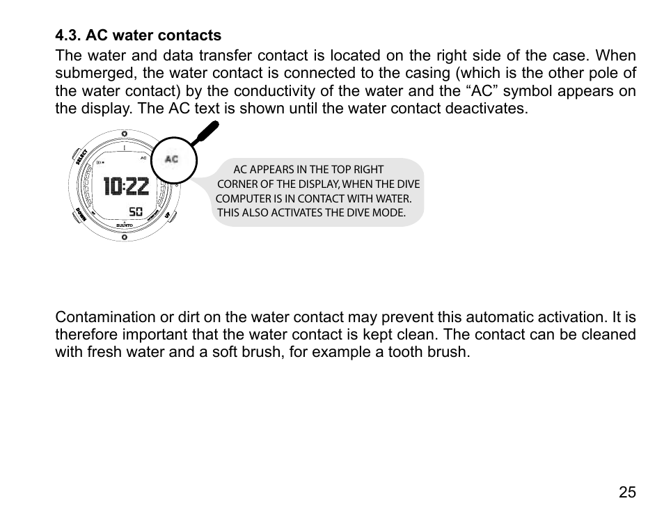 Ac water contacts | SUUNTO D6 User Manual | Page 25 / 110