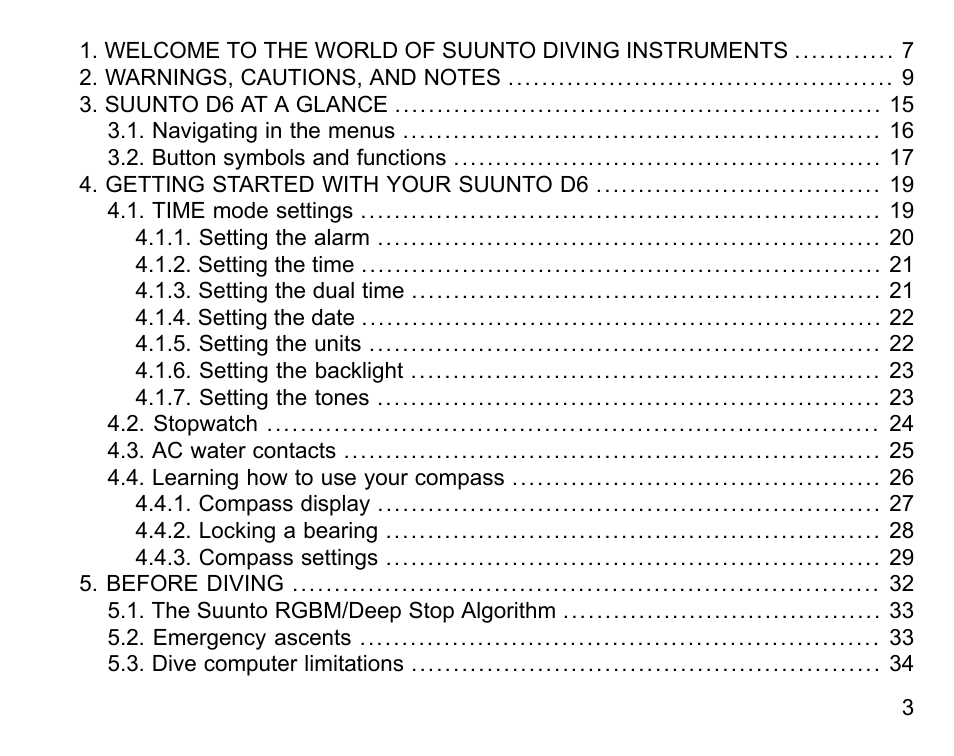 SUUNTO D6 User Manual | Page 3 / 110