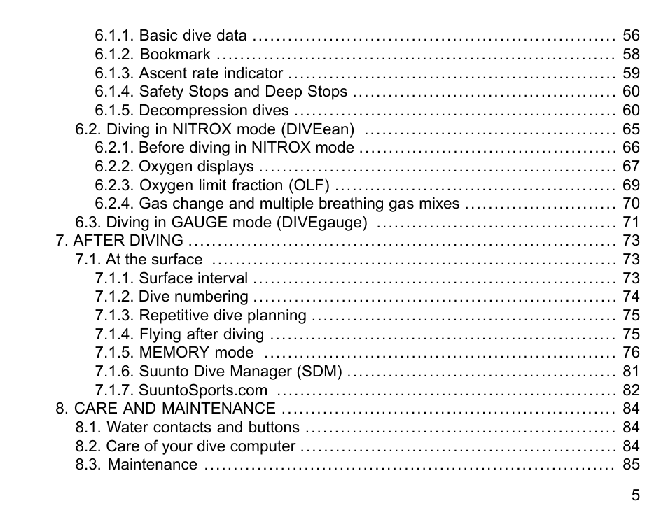 SUUNTO D6 User Manual | Page 5 / 110