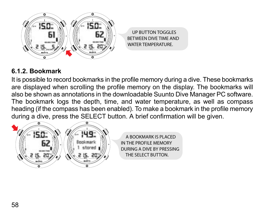 Bookmark | SUUNTO D6 User Manual | Page 58 / 110