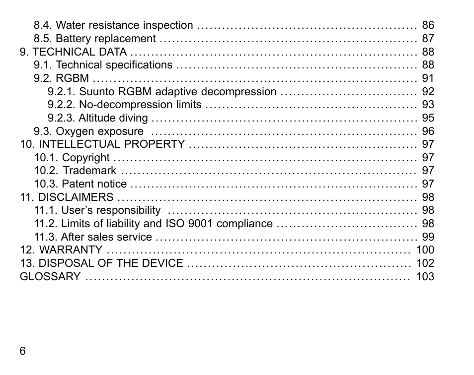 SUUNTO D6 User Manual | Page 6 / 110