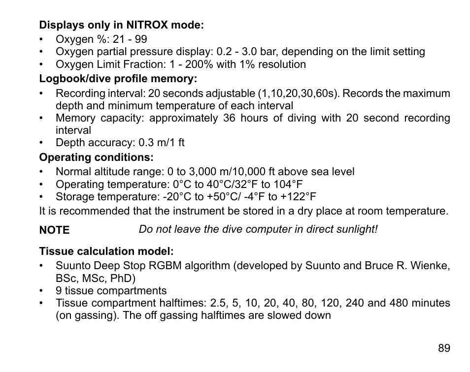 SUUNTO D6 User Manual | Page 89 / 110