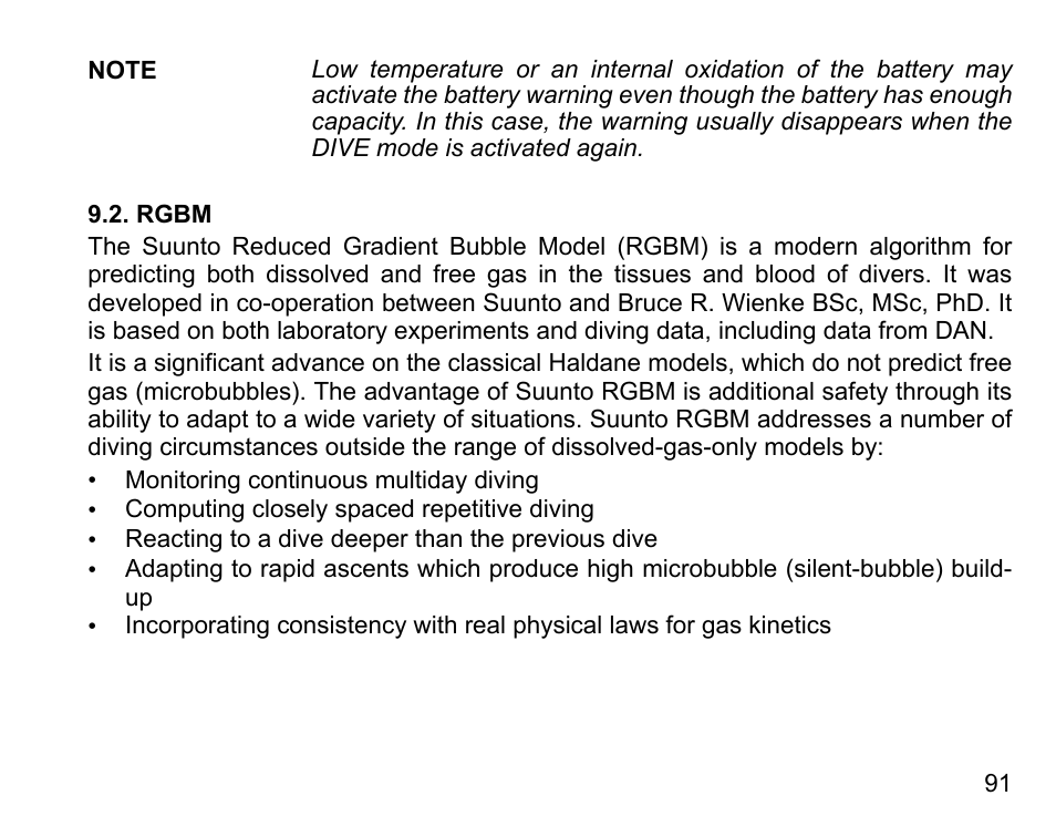 Rgbm | SUUNTO D6 User Manual | Page 91 / 110