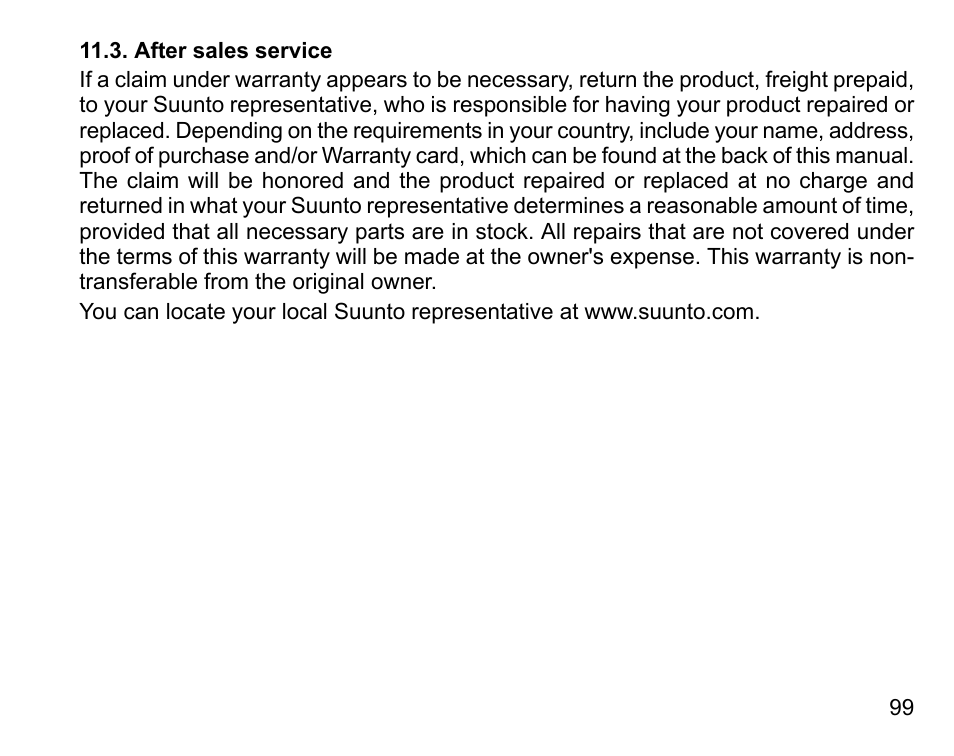 After sales service | SUUNTO D6 User Manual | Page 99 / 110