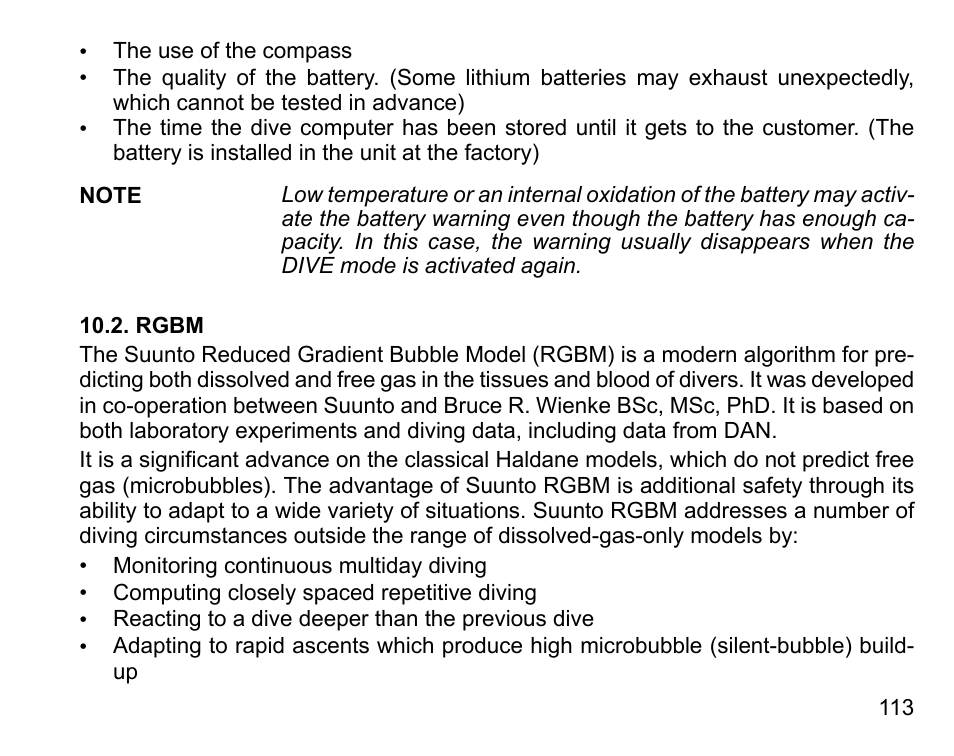 Rgbm | SUUNTO D6I User Manual | Page 112 / 130