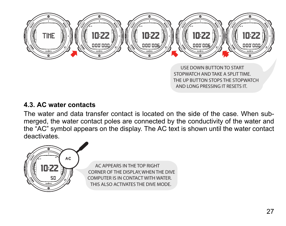 Ac water contacts | SUUNTO D6I User Manual | Page 26 / 130