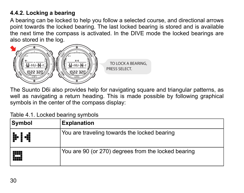 Locking a bearing | SUUNTO D6I User Manual | Page 29 / 130