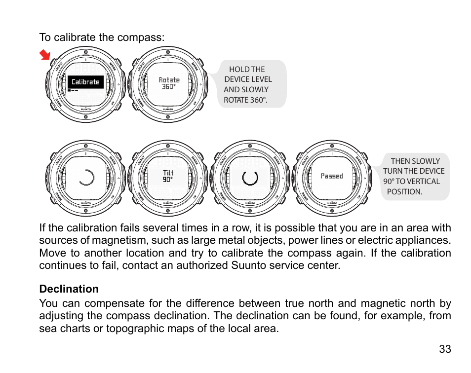 Declination | SUUNTO D6I User Manual | Page 32 / 130