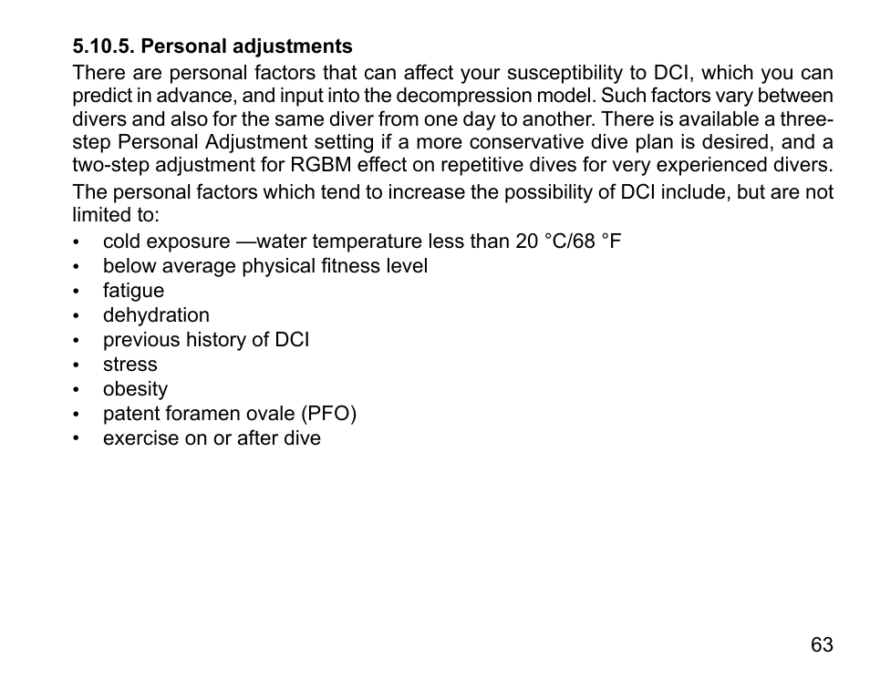 Personal adjustments | SUUNTO D6I User Manual | Page 62 / 130