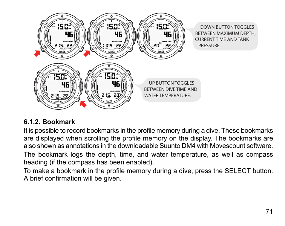 Bookmark | SUUNTO D6I User Manual | Page 70 / 130