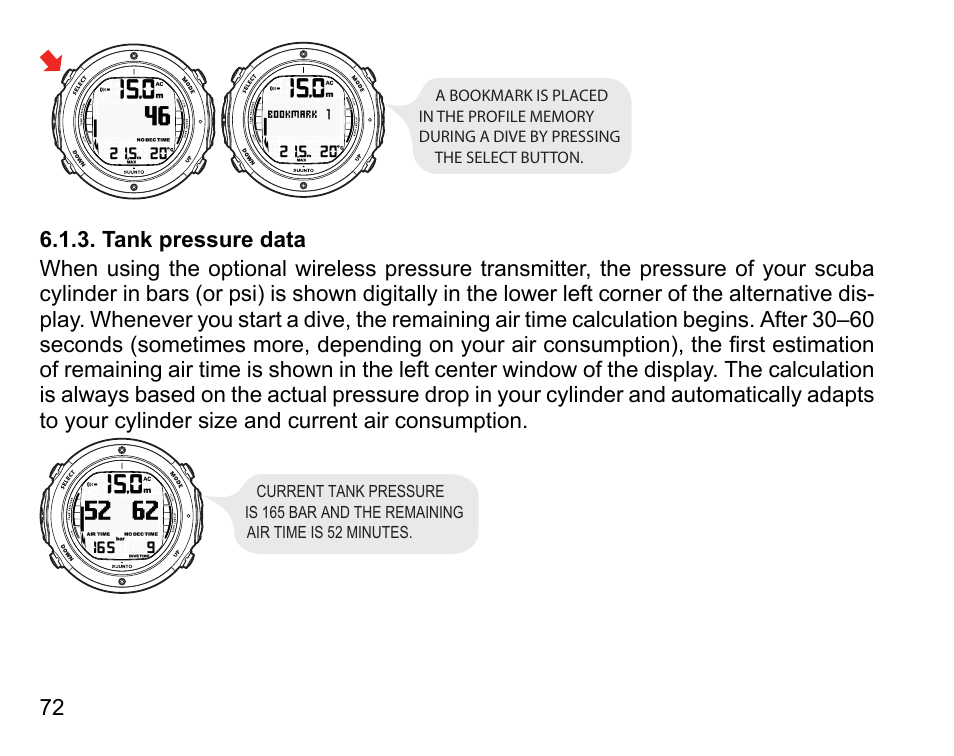 Tank pressure data | SUUNTO D6I User Manual | Page 71 / 130