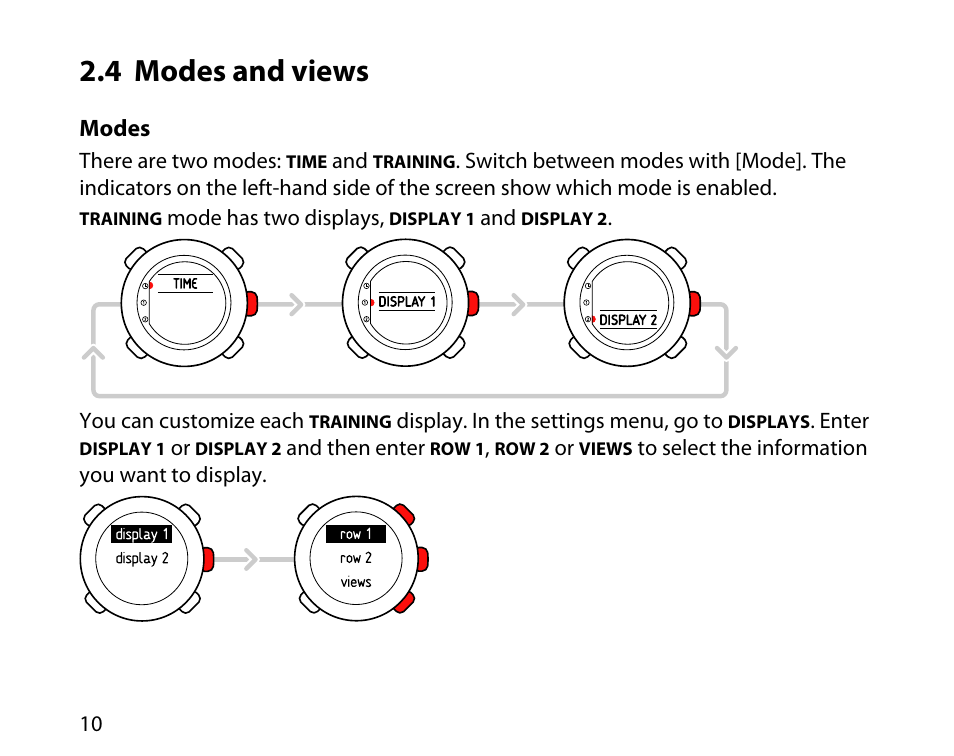4 modes and views | SUUNTO T6D User Manual | Page 11 / 59