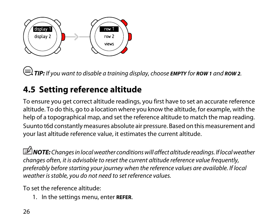 5 setting reference altitude | SUUNTO T6D User Manual | Page 27 / 59