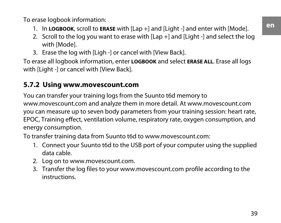 2 using www.movescount.com | SUUNTO T6D User Manual | Page 40 / 59