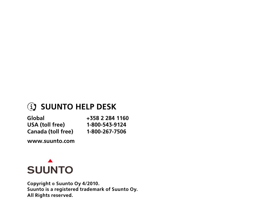 Suunto help desk | SUUNTO T6D User Manual | Page 59 / 59