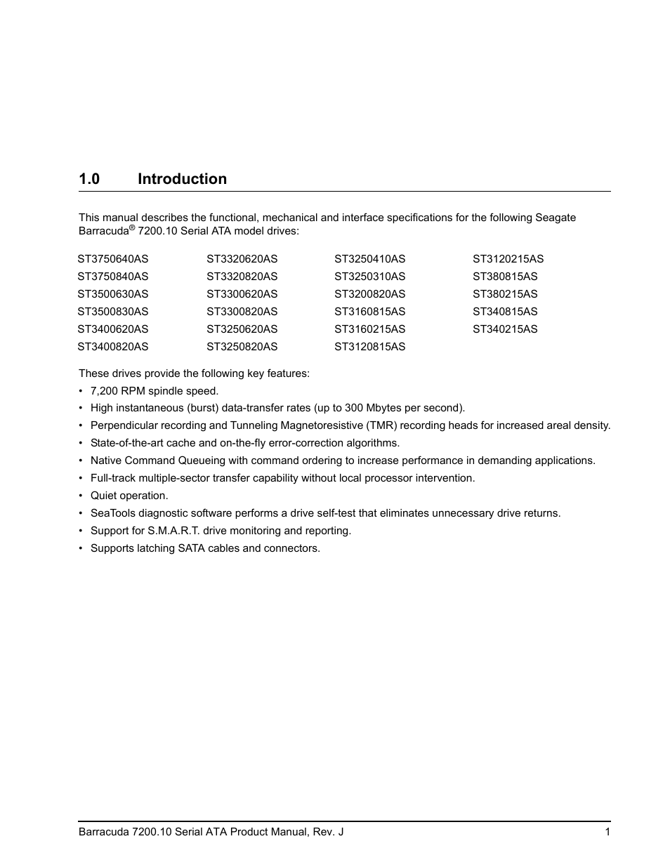 0 introduction | Seagate BARRACUDA ST3500830AS User Manual | Page 7 / 68